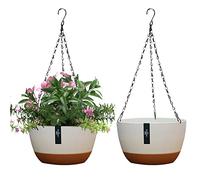 EACHPT 2 Pièces Pots de Fleurs à Suspendre, Pot de Fleurs Suspendu à Arrosage Automatique Pots de Fleurs Suspendus pour lextérieur avec Trous de Drainage et Soucoupe Amovible pour Plafond Balcon