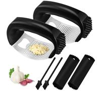 EACHPT 2 Pièces Presse Ail à Bascule Inox Ecrase Ail Manuel Hachoir Ail Coupe Ail,Garlic Press Rocker Facile à Utiliser et à nettoyer avec Épluche-ail en Silicone et Brosse Nettoyante