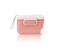 EACHPT Doseur De Lait Bebe, 450ML Une touche Boite Doseuse Lait Poudre, Boite Lait En Poudre Bebe, avec couvercle danneau en silicone scellé, barre de nivellement et cuillère, (Rose)