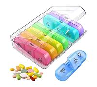 EACHPT Pilulier Semainier,Pilulier Semainier Matin midi Soir, Pilulier Journalier 7 Jours 3 Compartiments,Semainier Medicament Grande Capacite,Pilulier pour Médicaments Vitamines Huile de Poisson