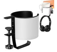 EACHPT Porte Gobelet Bureau 2 en 1 avec Support Casque Gamer,Crochet pour Casque sous Bureau,Porte Gobelet Anti-déversement pour Bureau ou Table,Facile à Installer