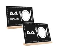 EACHPT Présentoir de Table A4,2 Pièces Présentoir de Table Acrylique avec Base en Bois,Support Menu Table,A4 Format Portrait,Double Emplacement pour Carte Présentoirs pour Menu