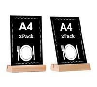 EACHPT Présentoir de Table A4,2 Pièces Présentoir de Table Acrylique avec Base en Bois,Support Menu Table,A5 Format Portrait,Double Emplacement pour carte Présentoirs pour Menu