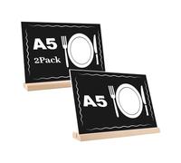 EACHPT Présentoir de Table A5,2 Pièces Présentoir de Table Acrylique avec Base en Bois,Support Menu Table,A5 Format Portrait,Double Emplacement pour carte Présentoirs pour Menu