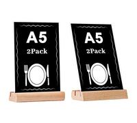 EACHPT Présentoir de Table A5,2 Pièces Présentoir de Table Acrylique avec Base en Bois,Support Menu Table,A5 Format Portrait,Double Emplacement pour carte Présentoirs pour Menu