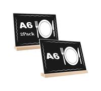 EACHPT Présentoir de Table A6,2 Pièces Présentoir de Table Acrylique avec Base en Bois,Support Menu Table,A6 Format Portrait,Double Emplacement pour carte Présentoirs pour Menu