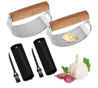 EACHPT Presse Ail à Bascule 2 set Inox Ecrase Ail Manuel Hachoir Ail Coupe Ail,Garlic Press Rocker Facile à Utiliser et à nettoyer avec Épluche-ail en Silicone et Brosse Nettoyante