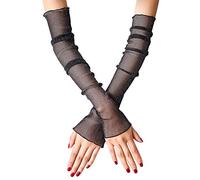 EachWell Mitaines longues en dentelle solide avec protection UV pour femmes et filles, protection solaire, manches de bras, accessoires pour occasions spéciales, noir, taille unique