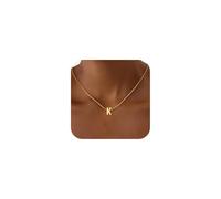 Eaciy Colliers initiales pour femmes et filles - Collier délicat plaqué or 18 carats avec pendentif initiale de A à Z - Joli collier en or pour femmes et filles, Laiton, Pas de gemme