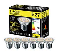 EACLL Ampoules LED E27 Blanc Chaud 6.5W Équivalent Incandescence Halogène 100W, Lot de 6. 730lm 2700K Non Dimmable, Large Faisceau 120° Spot, Éclairag sans Scintillement, Court Lampe à Réflecteur