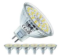 EACLL Ampoules LED GU5.3 6W Blanc Froid Équivalent 50W MR16 Halogène, Lot de 6, 485 Lumens 6000K Non Dimmable, Éclairag sans Scintillement, Angle de Faisceau 120° Spot, AC/DC 12V Lampe à Réflecteur