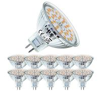 EACLL Ampoules LED GU5.3 Blanc Chaud, Lot de 10, 6W MR16 Équivalent 50W Halogène, 2700K 550 Lumens Non Dimmable, Éclairag sans Scintillement, Large Faisceau 120° Spot, AC/DC 12V Lampe à Réflecteur