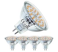 EACLL Ampoules LED GU5.3 Blanc Chaud, Lot de 4, 6W MR16 Équivalent 50W Halogène, 2700K 550 Lumens Non Dimmable, Éclairag sans Scintillement, Large Faisceau 120° Spot, AC/DC 12V Lampe à Réflecteur