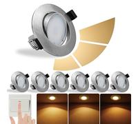 EACLL Spots Encastrables LED Blanc Chaud 3000K 10W, Lot de 6, Niveaux Dimmables 3, Spot de Plafond Pivotant en Aluminium Nickel Brossé, Comprend Ampoule GU10 et douille, PAR16 Sans Scintillement,IP44