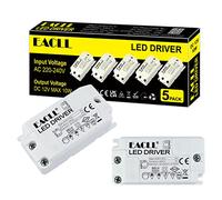 EACLL Transformateur LED AC 240V à DC 12V 850mA 10W, Lot de 5. Pour Moins de 10W MR11 G4 MR16 GU5.3 Ampoules LED et Bande Lumineuse LED, Adaptateur Lampe LED, Mini Contrôleur d'Alimentation