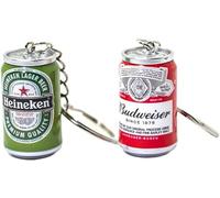 EACTEL Lot de 2 porte-clés en forme de canette de bière en forme de canette de bière, pour couples, sac à dos, bijoux, accessoires de clé de voiture, Vert, F