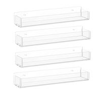 EACTEL Lot de 4 étagères à épices murales en acrylique transparent pour cuisine, garde-manger, porte d'armoire