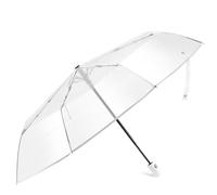 EACTEL Parapluie transparent automatique pour femme et homme - Compact et pliable - Style coupe-vent - Bordure transparente et blanche, Bordure transparente et blanche