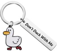EACTEL Porte-clés en métal avec inscription « Don't Duck with Me » - Cadeau pour petit ami, mari, petite amie, couple, Argenté., F