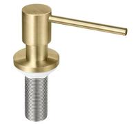 EADOT Distributeur de savon en laiton doré brossé pour évier de cuisine monté avec 482,9 g au-dessus de l'évier - Bouteille rechargeable en PET - Tête de pompe en laiton sur comptoir