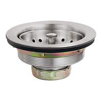 EADOT Filtre de vidange pour évier de Cuisine de 8,9 cm avec Bouchon de Panier, kit de vidange d'évier en Acier Inoxydable 304, Nickel brossé