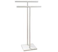 EADOT Porte-Serviettes sur Pied Double en Forme de T avec Base en marbre pour Salle de Bain à côté de la Baignoire ou de la Douche, Support à 2 Niveaux en Acier Inoxydable Nickel brossé