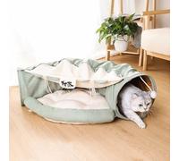 EAEDMY Chat Tunnel Lapin Lit Nid pour chats d'intérieur, avec coussin doux lavable pliable, balle en peluche et tube de roue d'exercice,