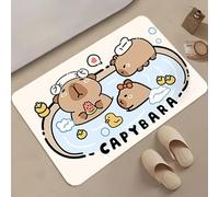 EAEQKOUC 1 pièce de Tapis de Bain en Capybara Mignon - Bain antidérapant en Flanelle épaisse et Douce avec Un Adorable Design de Capybara, Tapis Ovale Moelleux pour &s, Machine de 3D-40x60cm