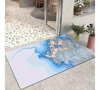 EAEQKOUC 1 pièce de Tapis de Sol Bleu et Or à Motif d’Art Fluide, Tissu Polyester, Lavable en Machine, adapté aux Chambres et Salons. 3D-50x80cm