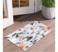 EAEQKOUC 1 pièce de Tapis de Sol Vintage à Motifs Floraux Gris-Rose, en Tissu Polyester Lavable en Machine, adapté aux Chambres et Salons 3D-40x60cm
