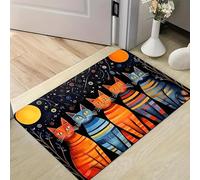 EAEQKOUC 1 pièce Tapis Abstrait pour Chat - Tapis en Peluche antidérapant en Flanelle avec Motif Chat tigré 4 Couleurs Noir Blanc Bleu Orange Soft Flo 3D-50x80cm