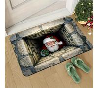 EAEQKOUC 1pc Santa Claus Hiding in The Chimney Door Mat, Non-Slip Floor Mat, Suitable for Living Room, Bedroom, Holiday Home Decoration 3D-40x60cm