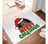 EAEQKOUC 3D 3D américain Africain Ma Cheveux naturels Mignons Afro de Noël Antidérapage Tapis de Sol Entrée Maison Salon Tapis de Pied - 60x90cm