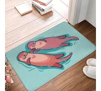 EAEQKOUC 3D 3D Significant Otters - Otters se Tenant la Main, paillasson antidérapant, Tapis de Sol pour entrée Cuisine, Maison, Salon, Tapis de pieds-40x60cm