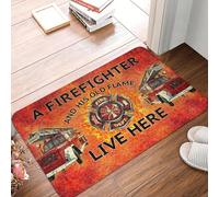 EAEQKOUC 3D A Et Sa Vieille Flamme Vivre Ici Porte Sol Salle De Salle De Bain Paillasson Extérieur Antidérapant Paillasson Garage Entrée Tapis Tapis Footpad-60x90cm