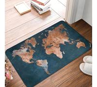 EAEQKOUC 3D Carte du Monde paillasson Tapis antidérapant Histoire géographie Cuisine Salle de Bain Salon Tapis tapis-60x90cm