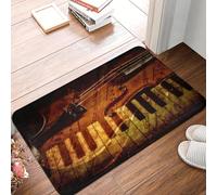 EAEQKOUC 3D Classical Music for Piano and Violin Doormat Anti-Slip Entrance Kitchen Bath Floor Door Mat Musician Pianist Toilet Carpet Rug-50x80cm