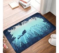 EAEQKOUC 3D Deep Sea Caveran Diver Paillasson Antidérapant Cuisine Bain Tapis Jardin Garage Sol Porte Entrée Tapis Tapis-40x60cm