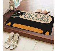 EAEQKOUC 3D Pavillon antidérapant 3D « J’espère Que Vous Aimez Les Chiens » - Paillasson Polyester Lavable à la Machine à Motif de Chien Mignon - 60x90cm