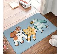 EAEQKOUC 3D Tapis de Bain animé 3D pour Animaux, Polyester, Lavable en Machine, léger, rectangulaire, Motif Chien, Chat, Oiseau, paillasson antidérapant - 60x90cm