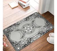 EAEQKOUC 3D Triple Moon Paillasson Mat Anti-Slip Pagan Pentagramme Wiccan Salle de Bain Cuisine Balcon Tapis Tapis -60x90cm