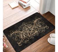 EAEQKOUC 3D Triple Moon Pentagram Paillasson Tapis Anti-Slip Goth Sorcière Sorcellerie Bain Cuisine Garage Tapis Tapis-40x60cm