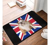 EAEQKOUC 3D Union Jack Anglais Bulldog Sol Porte Cuisine Tapis Anti-Slip Intérieur Drapeau Britannique Patriotique Chien Paillasson Toilette Entrée Tapis Tapis-40x60cm
