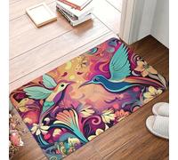 EAEQKOUC 3D Vibrant Hummingbird Door Mat - Colorful Floral Design, Non Slip Backing, Easy to Clean, Home Decor, Illuminating Any space-40x60cm