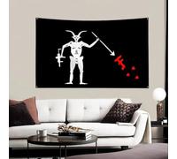 EAEQKOUC Groupe d’observations avancées Pirates bannière d’Impression numérique en Polyester pour Art Mural décoration extérieure avec des grillons 3D-50x80cm