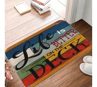 EAEQKOUC Paillasson 3D coloré 'Life is Better on The Deck' - Tapis antidérapant de Haute qualité, Parfait pour la Vie en Plein air et Les Amateurs de décoration intérieure-50x80cm
