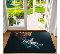 EAEQKOUC Paillasson imprimé Astronaute 3D avec Ballons - Tapis d’entrée Absorbant antidérapant pour la décoration intérieure, l’intérieur et l’extérieur, Durable et élégant-60x90cm