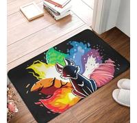 EAEQKOUC Paillassons Kitsune à Neuf queues personnalisés Antidérapant entrée de Cuisine, Salle de Bain, paillassons de Porte, Art Japonais, Tapis de Salon 3D-60x90cm
