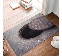 EAEQKOUC Plaquage drôle de Bouche d’égout, paillassons, Tapis antidérapant de Salle de Bain, Tapis de Cuisine de Jardin, Porte de Garage, Tapis d’entrée au Sol, Tapis 3D-40x60cm