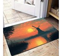 EAEQKOUC Tapis 3D Bonhomme de Neige de Noël Moquette intérieure et extérieure Entrée résistante à l’Usure Paillasson Salon Chambre Oraison hivernale